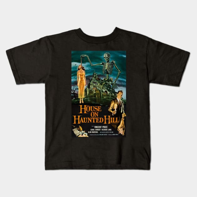 House on Haunted Hill Movie Poster Kids T-Shirt by MovieFunTime